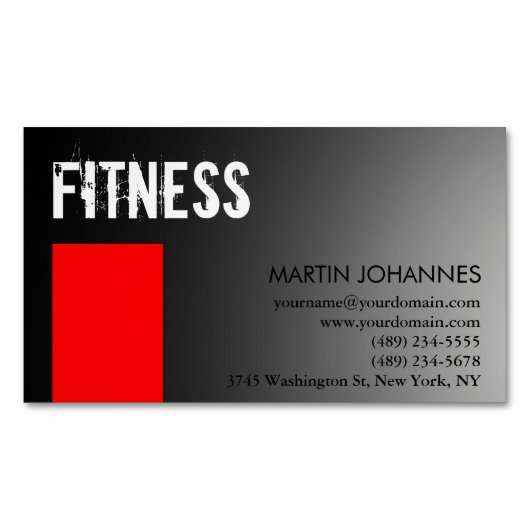 Personal Trainer Red Grey Visitekaartje Magneet (Voorkant)