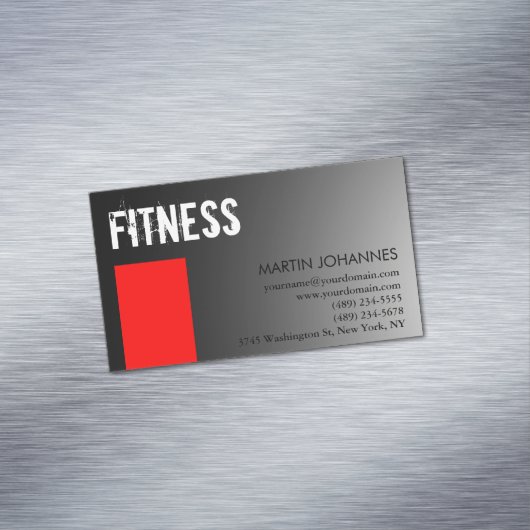 Personal Trainer Red Grey Visitekaartje Magneet (Voorbeeld)