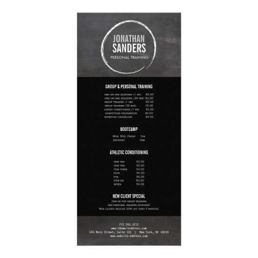 PERSONAL TRAINER SKETCH LOGO Rack Kaart (Voorkant)