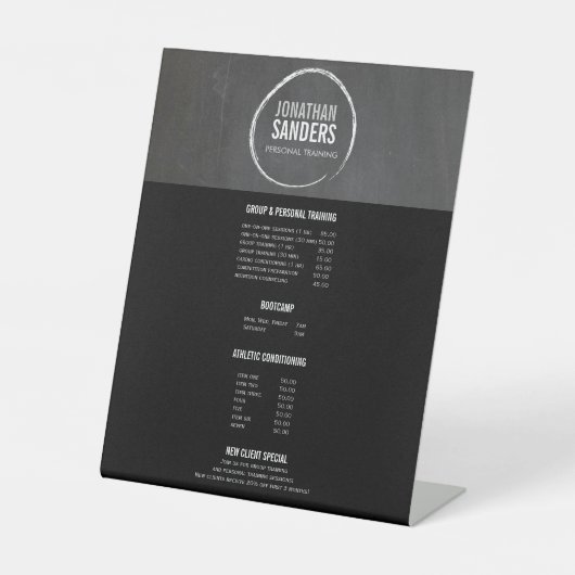 Personal Trainer Sketch Logo Reclamebord Met Voetstuk (Voorkant)