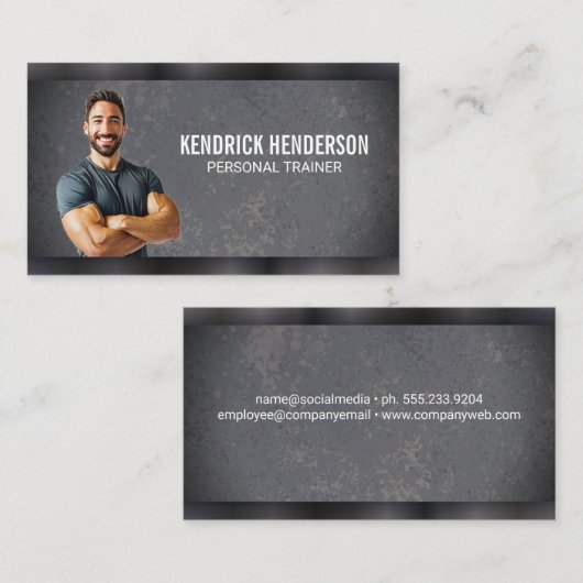 Personal Trainer | Spierlachend Man Visitekaartje (Voorkant / Achterkant)