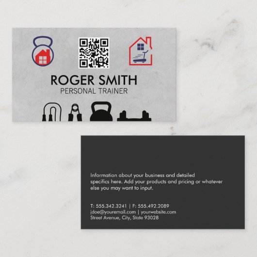 Personal Trainer | Thuistraining | QR Visitekaartje (Voorkant / Achterkant)