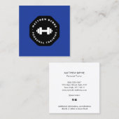 Personal Trainer Training Blauw Embleem Vierkante Visitekaartje (Voorkant / Achterkant)