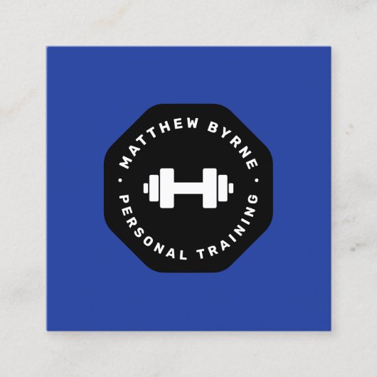 Personal Trainer Training Blauw Embleem Vierkante Visitekaartje (Voorkant)