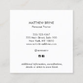 Personal Trainer Training Blauw Embleem Vierkante Visitekaartje (Achterkant)