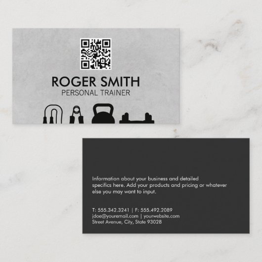 Personal Trainer | trainingsapparatuur | QR Visitekaartje (Voorkant / Achterkant)