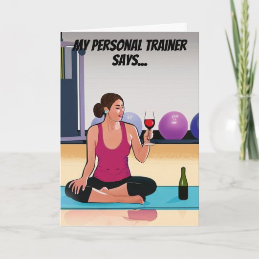 Personal Trainer Zegt om te Hydrate Gym Verjaardag Kaart (Voorkant)