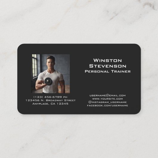 Personal Trainer Zwart met Initialen Visitekaartje (Achterkant)