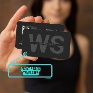 Personal Trainer Zwart met Initialen Visitekaartje