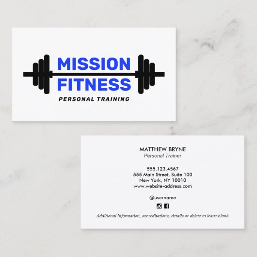 Personal Training Trainer Bodybuilder Visitekaartje (Voorkant / Achterkant)