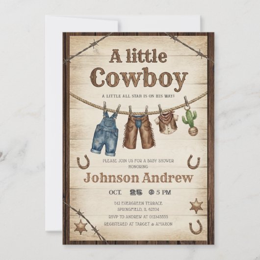 Personal Wild West Baby Shower  Kaart (Voorkant)