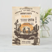 Personal Wild West Cowboy Birthday party Kaart (Staand voorkant)