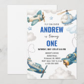 PersonalAirplane 1e verjaardagsfeestje voor jongen Kaart (Voorkant / Achterkant)