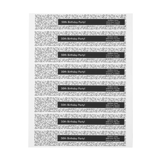 Personalisatie:  50e verjaardag Thema retouradres (Vel)