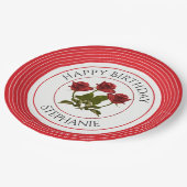 Personalisatie:  Birthday Red Rose Floral Photogra Papieren Bordje (Gekanteld)