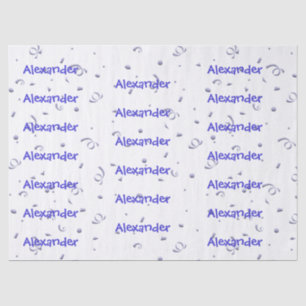 Personalisatie:  Boys Name All-Over Blue Confetti Tissuepapier