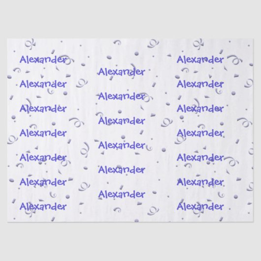 Personalisatie: Boys Name All-Over Blue Confetti Tissuepapier (Voorkant)