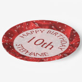 Personalisatie: "Happy Birthday" Red Textured Papieren Bordje (Gekanteld)