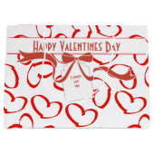 Personalisatie: Happy Valentijns Hearts en Bow (L) Large Cadeautasje (Voorkant)