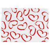 Personalisatie: Happy Valentijns Hearts en Bow (L) Large Cadeautasje (Achterkant)