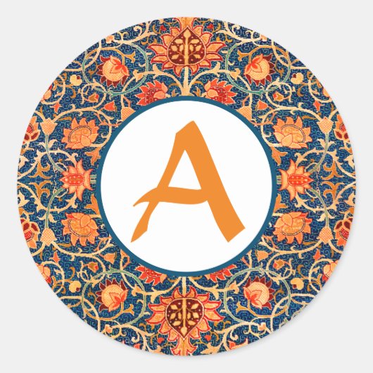 PERSONALISATIE INITIAAL William Morris RONDE STICK Ronde Sticker (Voorkant)