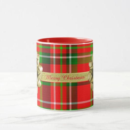 Personalisatie: kerstcadeautjes met tartan en lint mok (Midden)