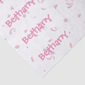 Personalisatie:  Meisjesnaam All-Over Roze Confett Tissuepapier (Detail)