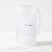 Personalisatie:  Minimalistisch blauw/wit rastermo Matglas Bierpul (Voorkant rechts)