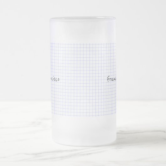 Personalisatie:  Minimalistisch blauw/wit rastermo Matglas Bierpul (Center)