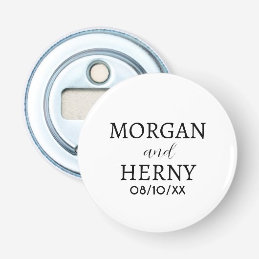 PERSONALISATIE NAAM EN TEKST STIJLVOOL MODERN TROU BUTTON FLESOPENER (Voorkant)