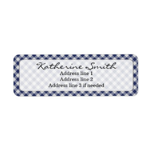 Personalisatie: Navy Blue Gingham Check Pattern Etiket