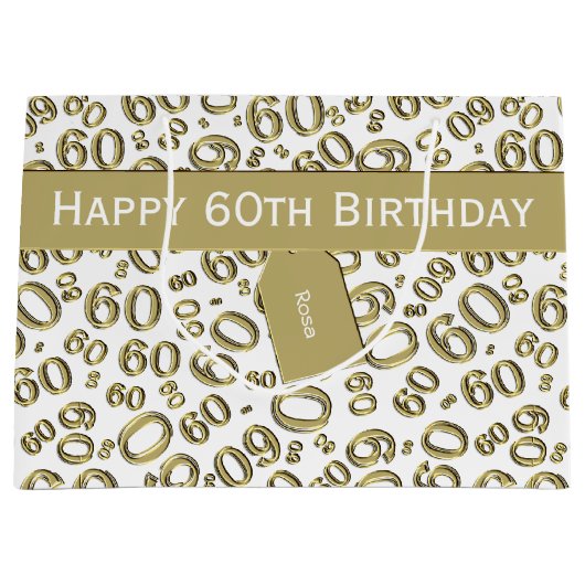 Personalisatie: Over The Hill 60th Birthday Theme Large Cadeautasje (Voorkant)