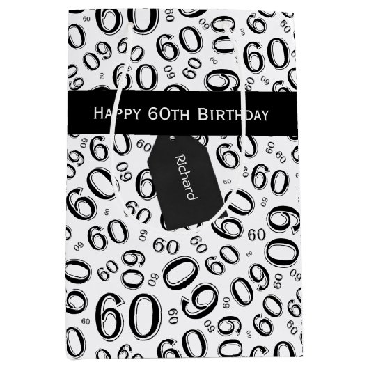 Personalisatie: Over The Hill 60th Birthday Theme Medium Cadeauzakje (Voorkant)