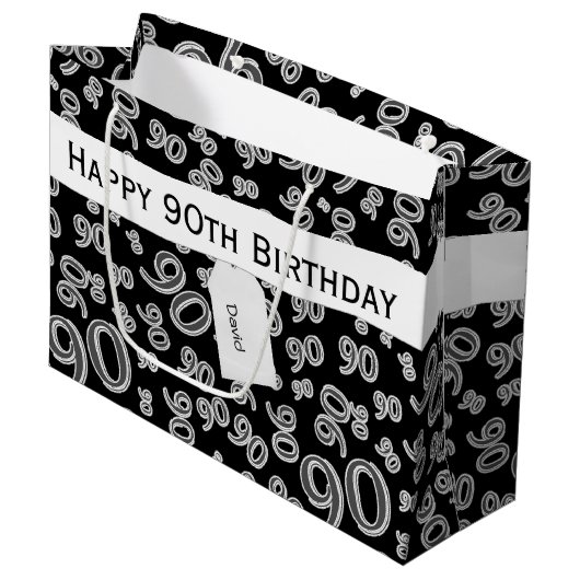 Personalisatie: Over The Hill 90th Birthday Theme Large Cadeautasje (Voorkant Gekanteld)