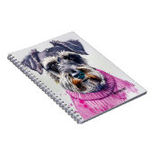 PERSONALISATIE: Schnauzer Hond in Roze Trui Notitieboek (Rechterzijde)