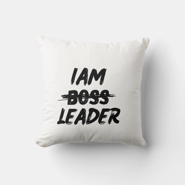 Personalisatie Sierkussen IAM Leader Not Boss (Voorkant)