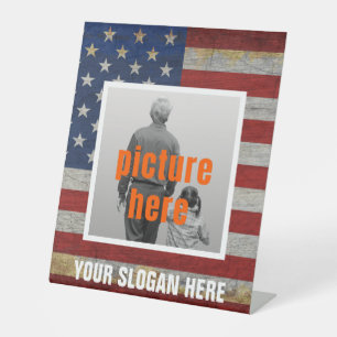 PERSONALISATIE SLOGAN LAND UITDRUKKING AANGEPASTE RECLAMEBORD MET VOETSTUK