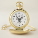 Personalisatie. Stag Head. Zakhorloge<br><div class="desc">Mooie Gold Pocket Watch,  met Arabische cijfers,  en een grote Stag Head.

Pas dit geschenk aan door initialen op het gezicht toe te voegen.

Een mooie verjaardag of een Jubileum cadeau.</div>