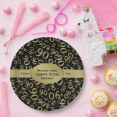 Personalisatie:  Thema voor 90e verjaardag zwart e Papieren Bordje (Feest)