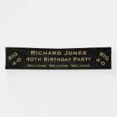 Personalisatie: Thema voor zwarte en gouden feestj Spandoek (Horizontaal)