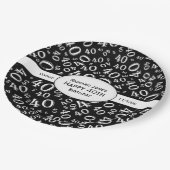 Personalisatie:  Thema voor zwarte en witte 40e ve Papieren Bordje (Gekanteld)