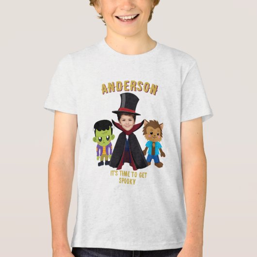 Personalisatie voor Pixerstick Sticker Halloween P Tri-Blend Shirt (Voorkant)