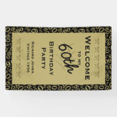 Personalisatie: Welkom 60th Birthday Party - Black Spandoek (Horizontaal)