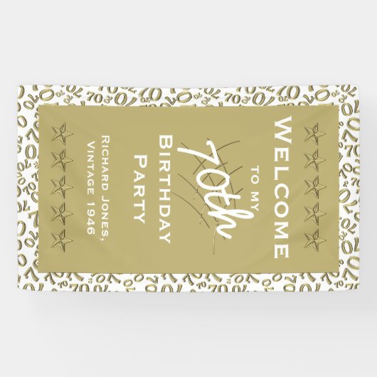 Personalisatie: Welkom, 70e verjaardag White van d Spandoek (Horizontaal)