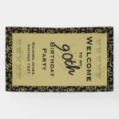 Personalisatie: Welkom 90th Birthday Party - Black Spandoek (Horizontaal)