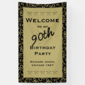Personalisatie: Welkom 90th Birthday Party - Black Spandoek (Verticaal)