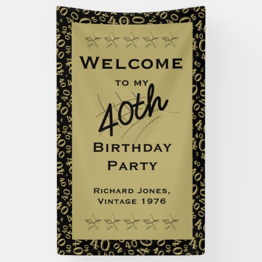 Personalisatie: Welkom bij mijn 40e verjaardag Spandoek (Verticaal)