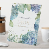 Personalise Bridal Shower Blue Hydrangeas Reclamebord Met Voetstuk (Insitu)