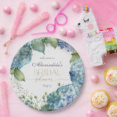 Personalise Bridal Shower Blue Hydrangeas Welcome Papieren Bordje (Feest)