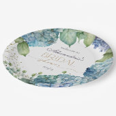 Personalise Bridal Shower Blue Hydrangeas Welcome Papieren Bordje (Gekanteld)